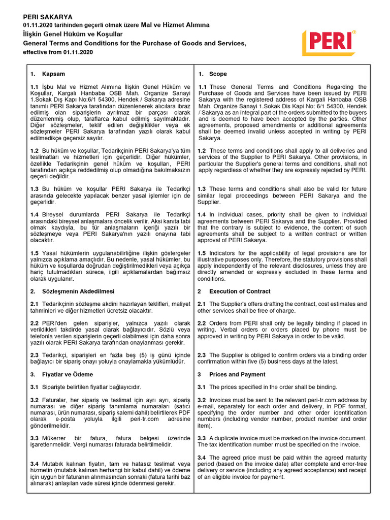 Purchasing Conditions | PDF
