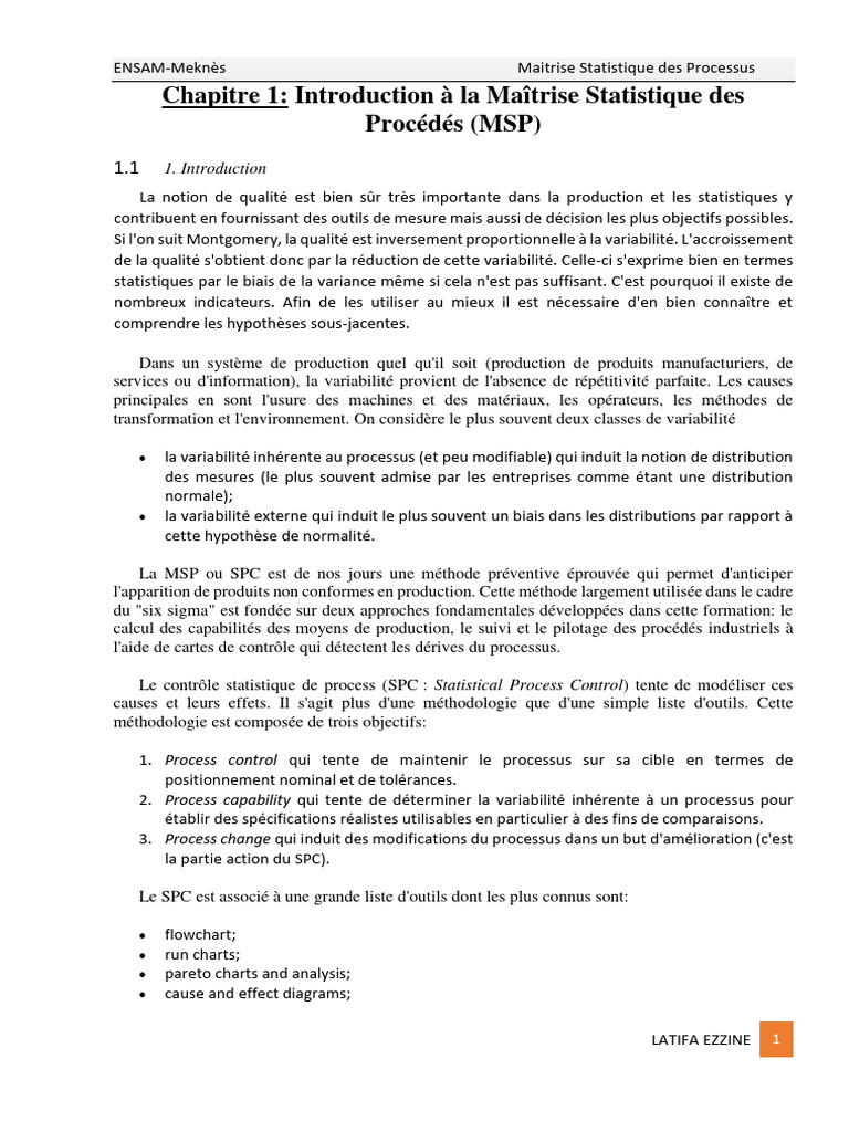 Maîtrise Statistique des Procédés (MSP) | PDF | Estimateur (statistique ...