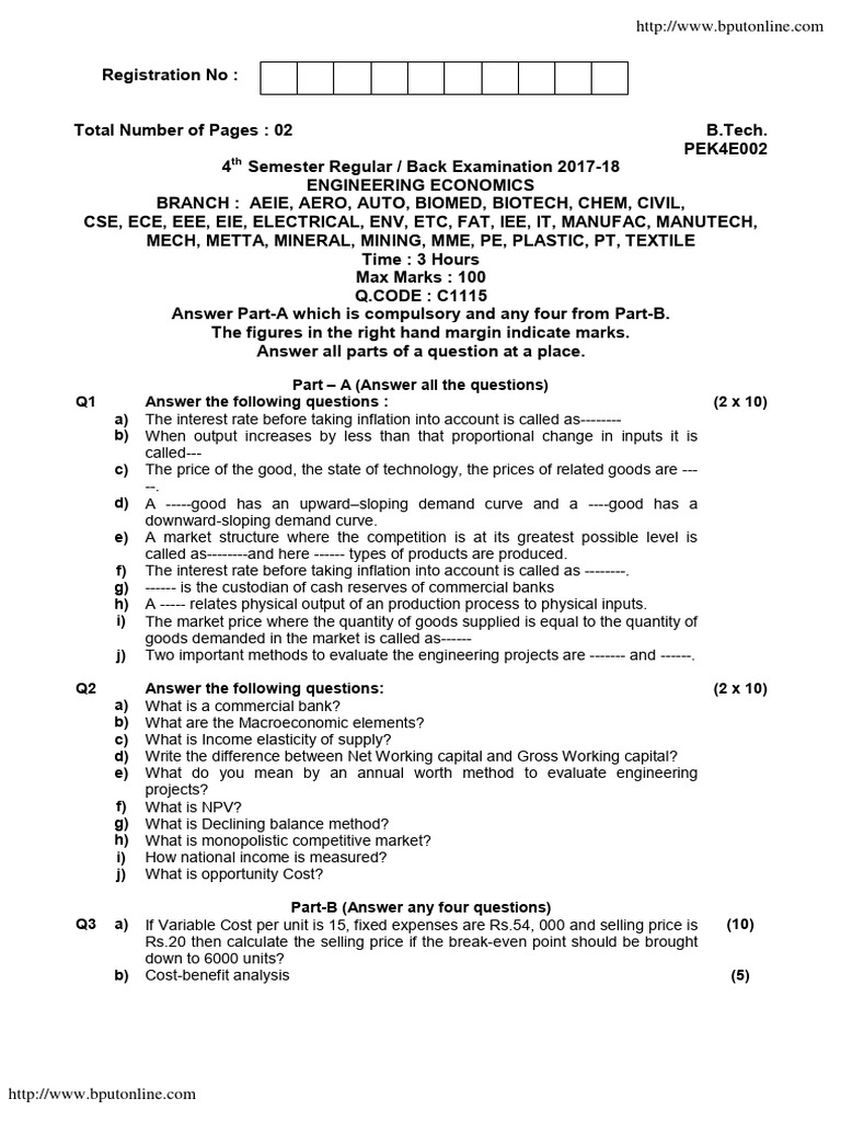Btech All 4 Sem Engineering Economics Pek4e002 2018 | PDF | Demand ...