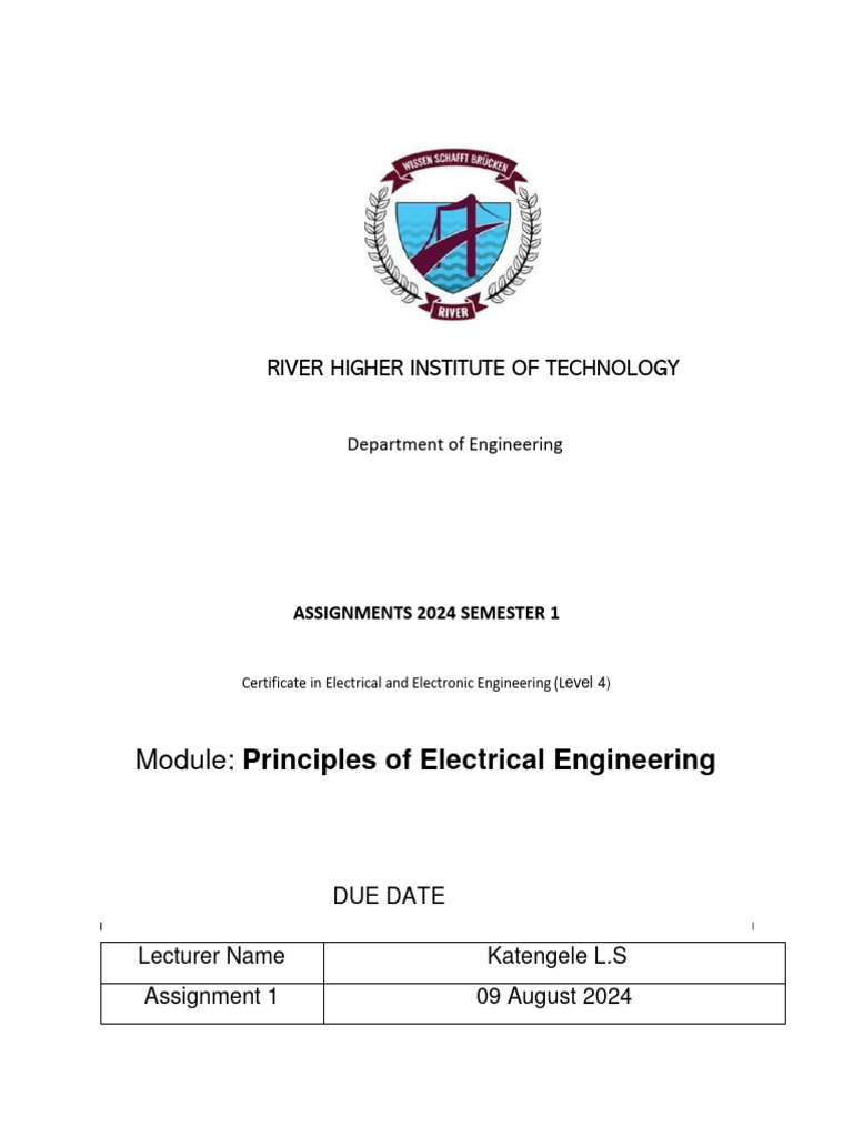 Assignment 1. PEE | PDF | Electrical Resistance And Conductance ...