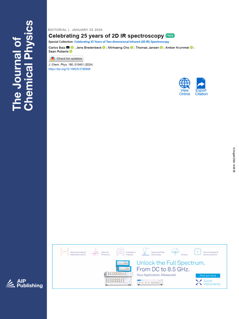 2D IR Spectroscopy: 25 Years On | PDF | Infrared Spectroscopy ...
