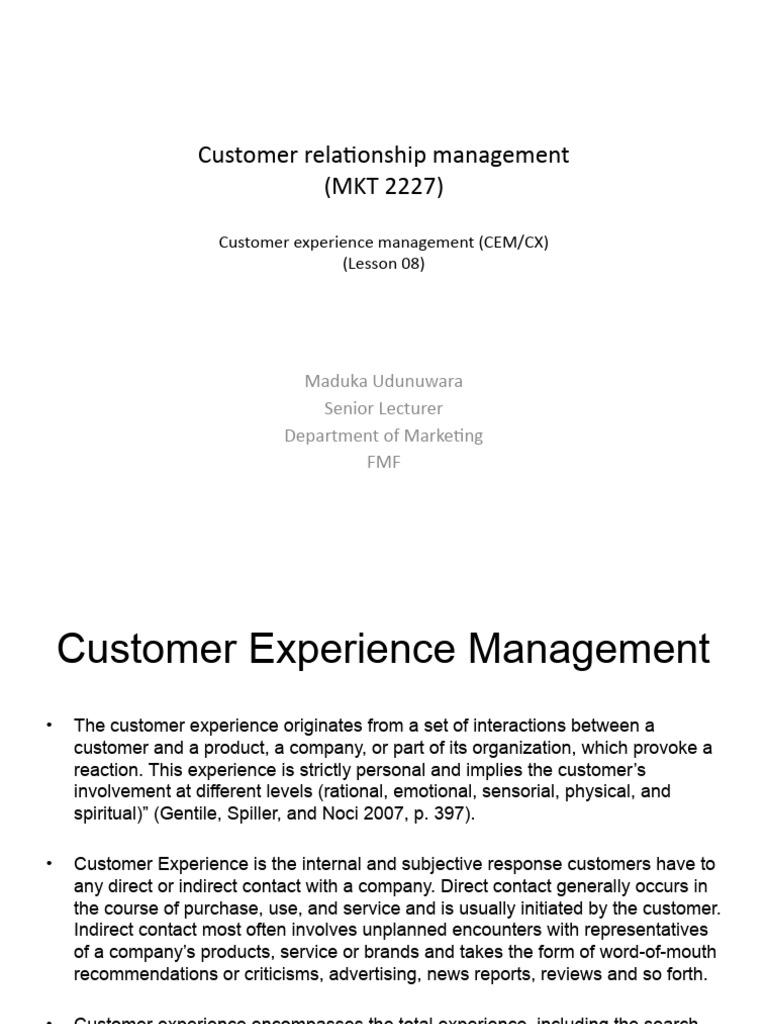 Understanding Customer Experience Management | PDF | Customer ...