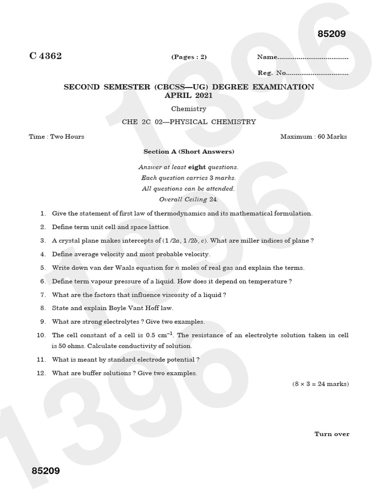 2021 Che 2c 02 - 4362 - Physical Chemistry | PDF | Gases | Continuum ...