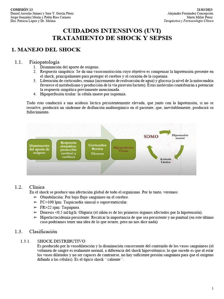 Manejo del Shock y Sepsis en UVI | PDF | Especialidades Medicas ...
