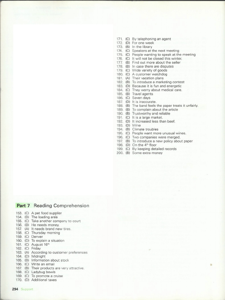 Reading Part 7 Practice Test Ke Pdf