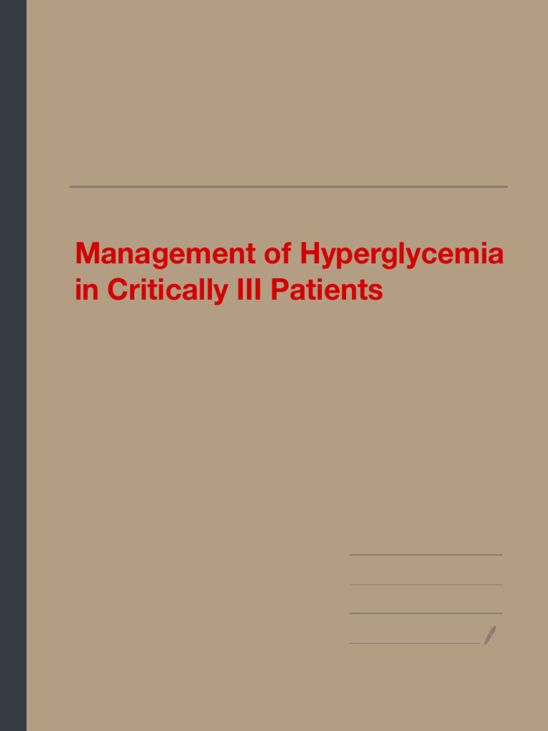 Management of Hyperglycemia in Critically III Patients | PDF ...