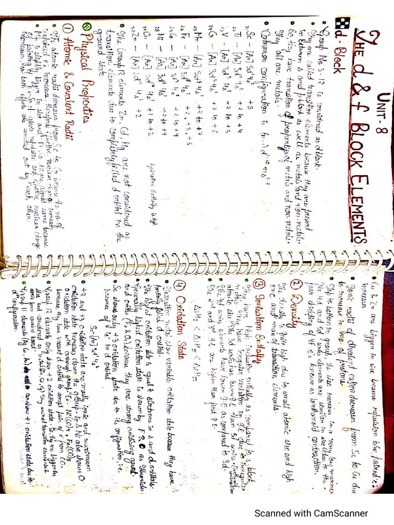 Chemistry D & F Block Notes | PDF