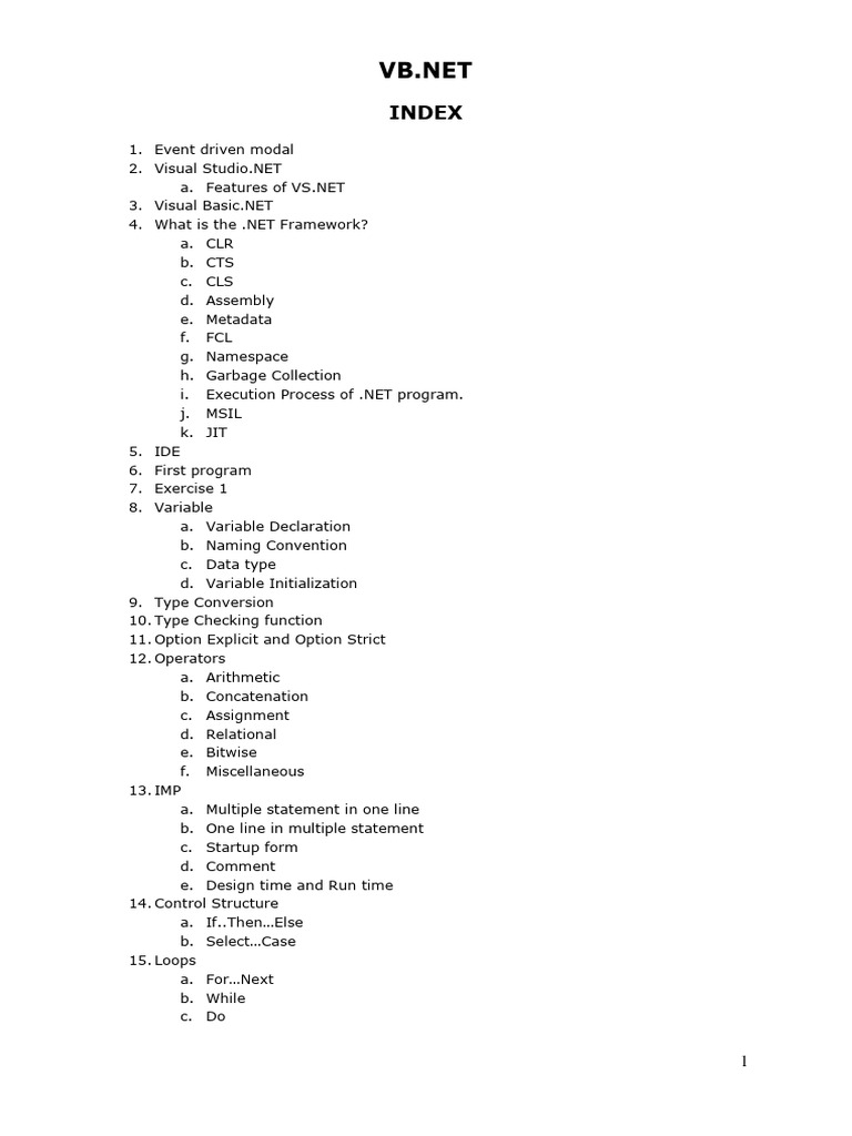 VB.NET Programming Concepts Overview | PDF | Data Type | Computer Science
