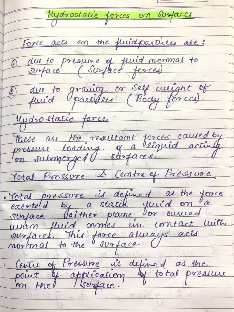 Unit 1 - Hydrostatic Forces | PDF
