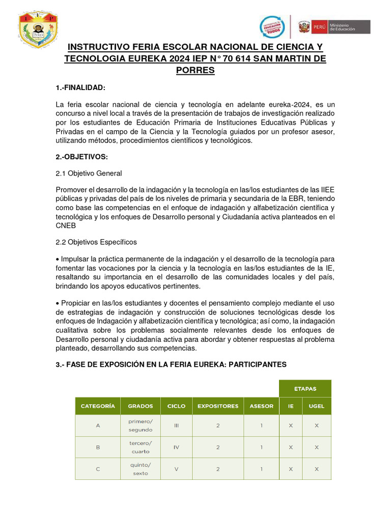 Instructivo Feria de Ciencias 2024 | PDF | Maestros | Investigación