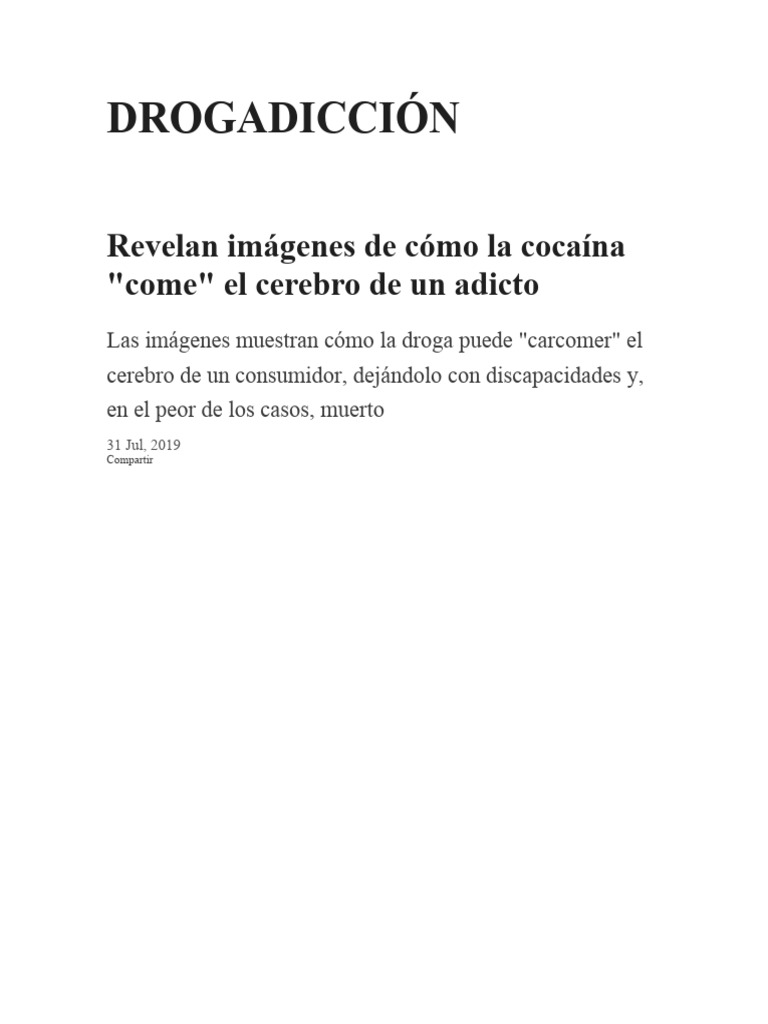 DROGADICCIÓN | PDF | Cocaína | Drogas