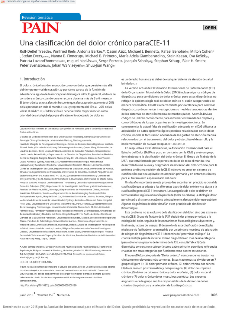 Clasificación del Dolor Crónico CIE-11 | PDF | Dolor de cabeza | Dolor