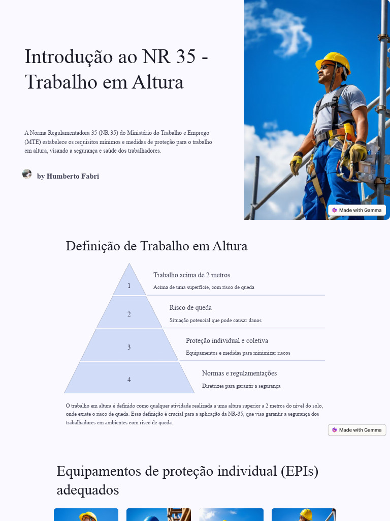 Segurança no Trabalho em Altura: NR 35 | PDF | Desenvolvimento ...