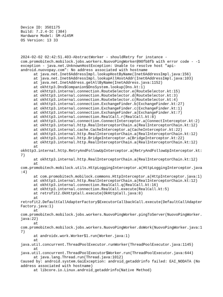 NuovoPingWorker Network Errors Log | PDF | Domain Name System | Java ...