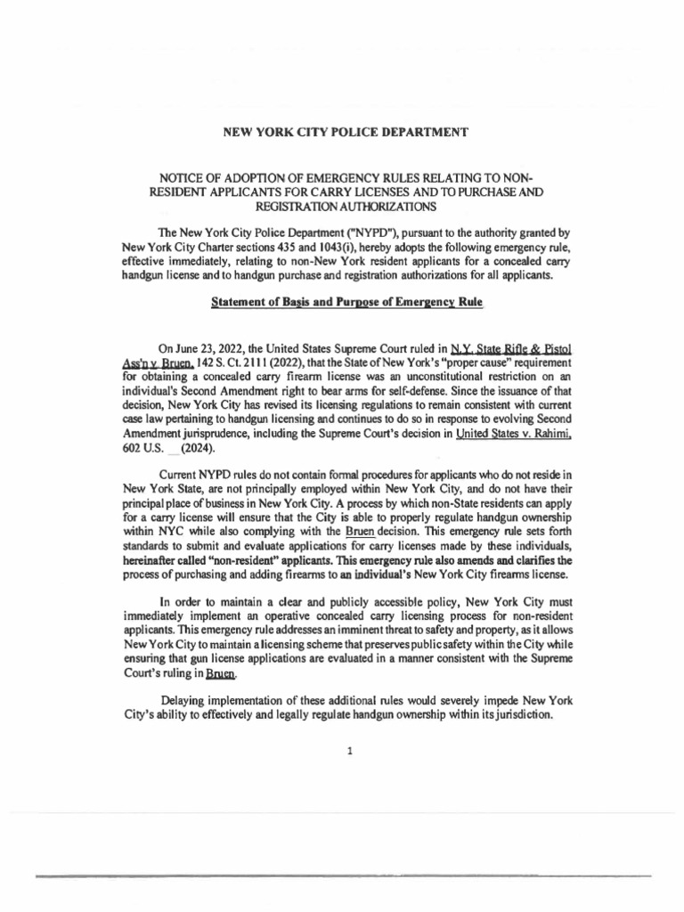 NYPD Emergency Rules for Non-Residents | PDF | Justice | Crime & Violence