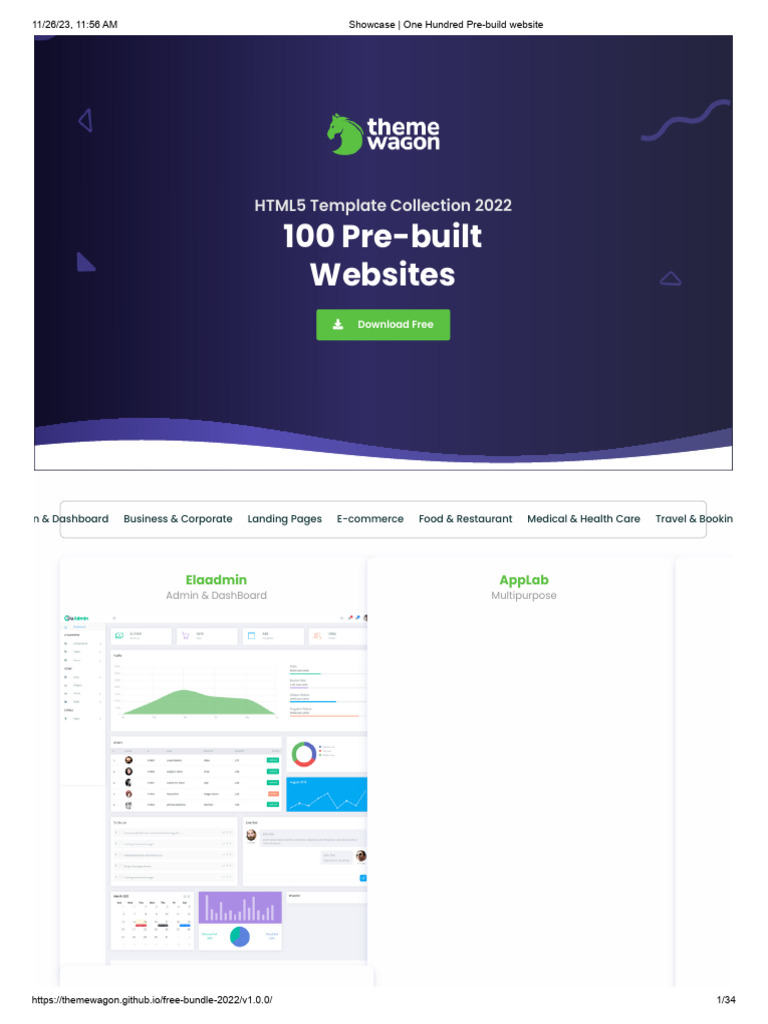 100 Free HTML5 Website Templates | PDF