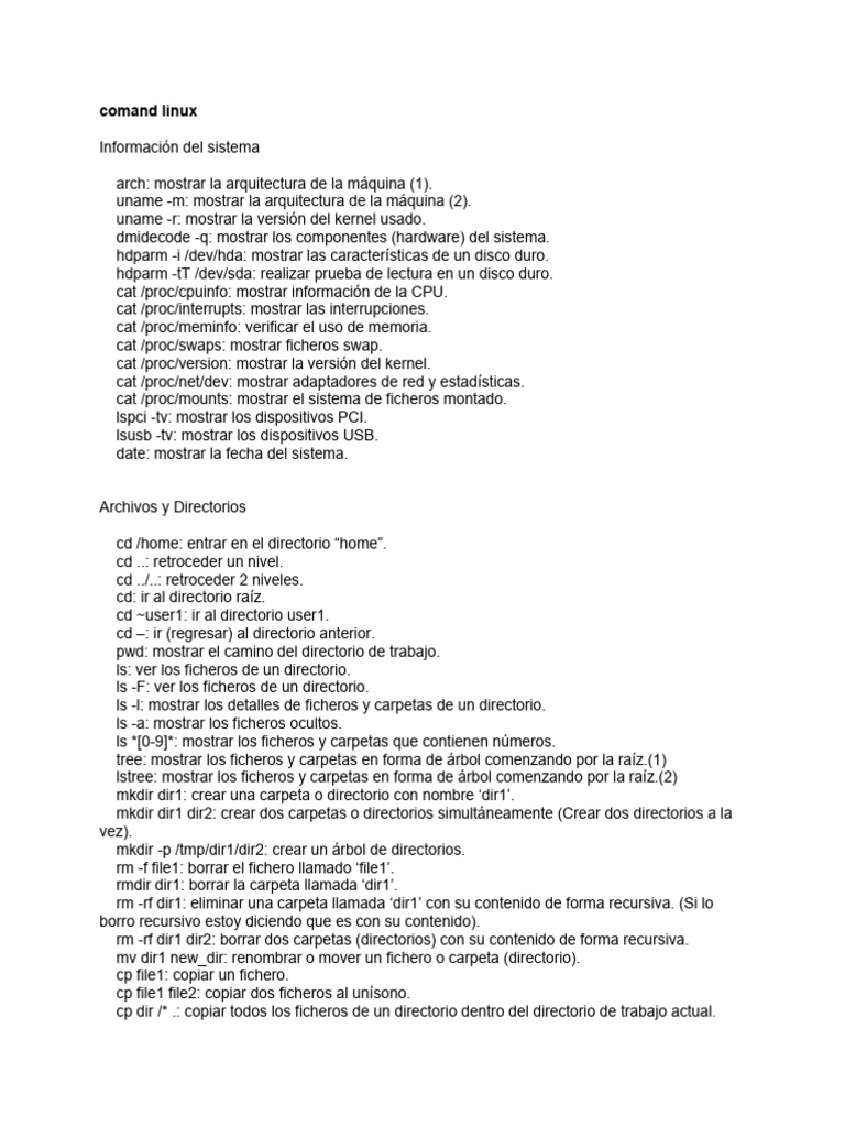 Comandos Esenciales de Linux 0.1 | PDF | Archivo de computadora | Zip ...