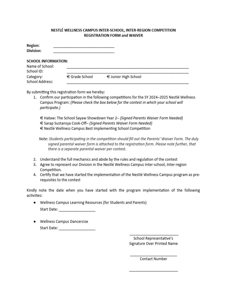Nestlé Wellness Campus Competition Registration | PDF | Business ...