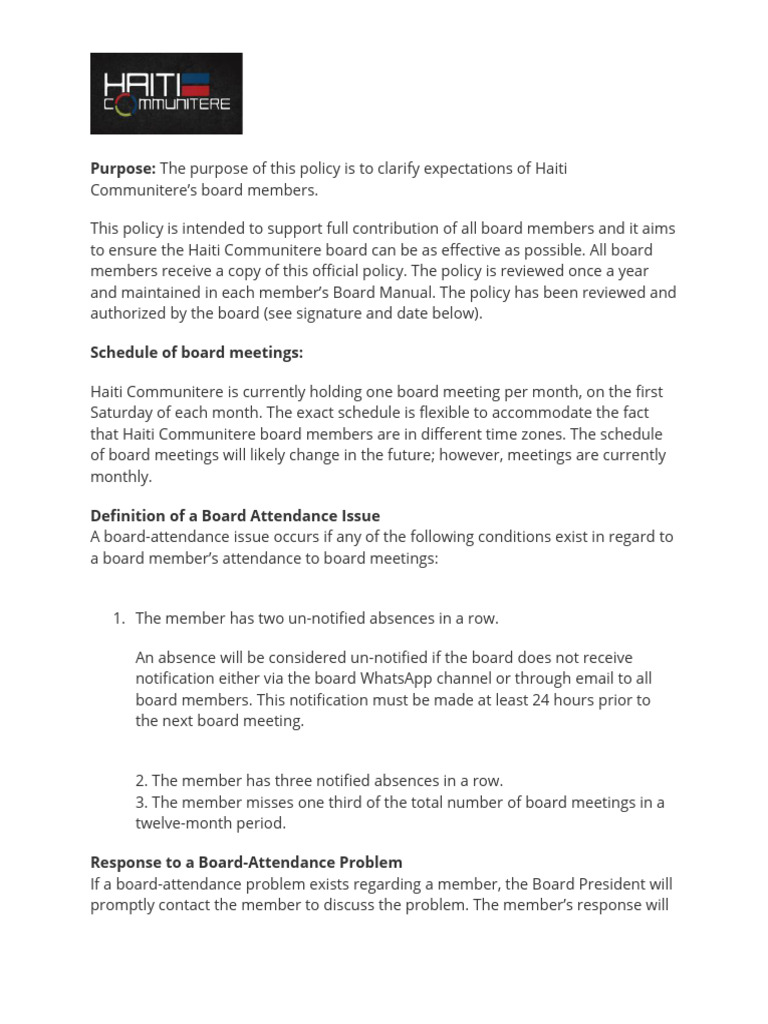 Board Member Attendance Policy | PDF