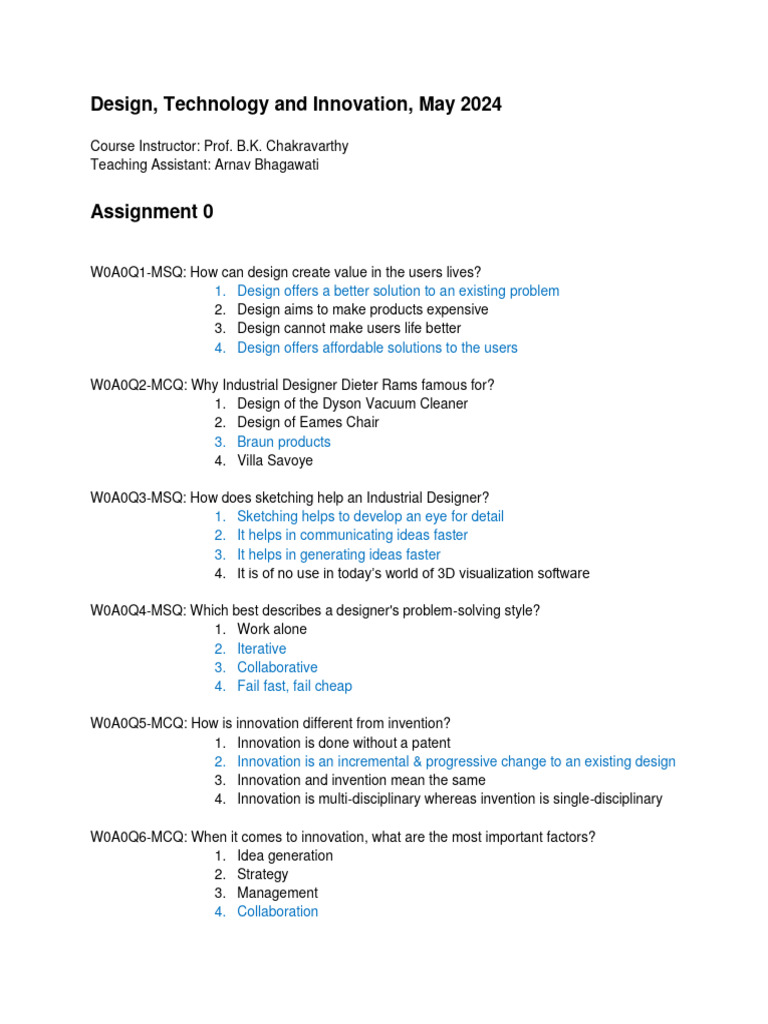 Design and Innovation Course Assignment | PDF | Innovation | Design