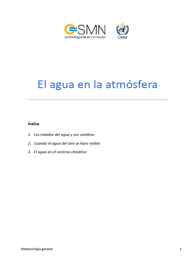 Cambios del agua en la atmósfera | PDF | Vapor de agua | Agua