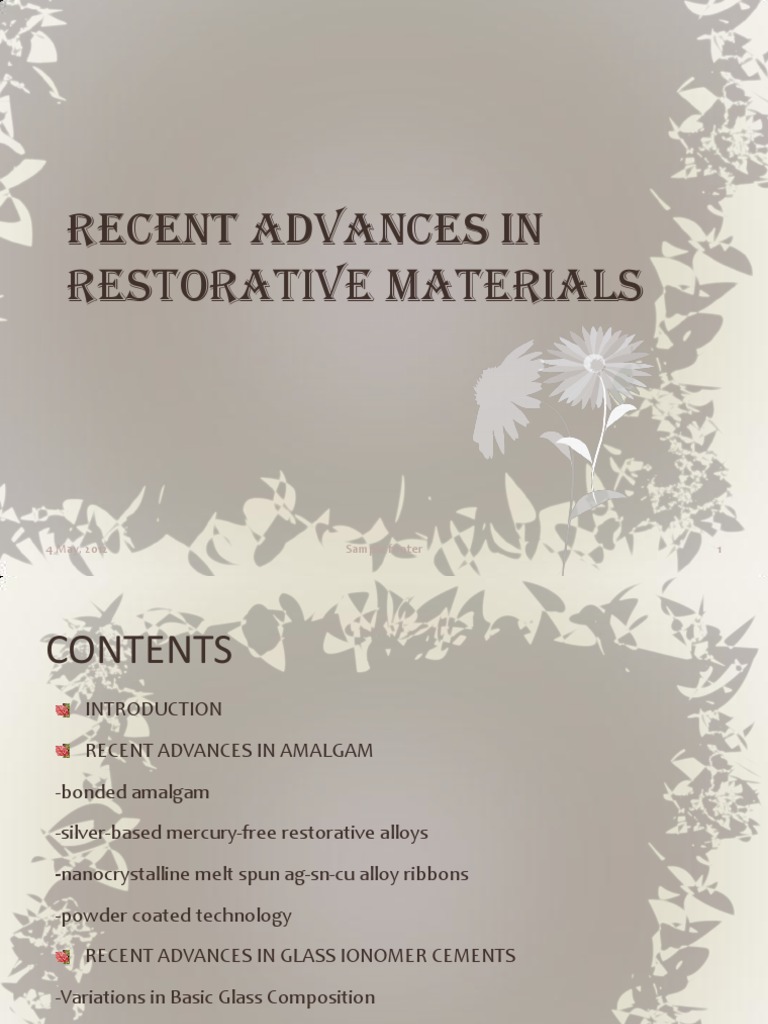 Recent Advances in Restorative Materials PDF Dental Composite Dental Material