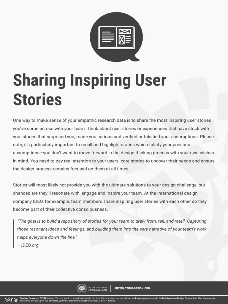 Sharing inspiring user stories pdf design thinking design