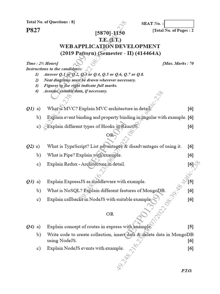 Web Application Development Exam Guide | PDF | J Query | Computer Science