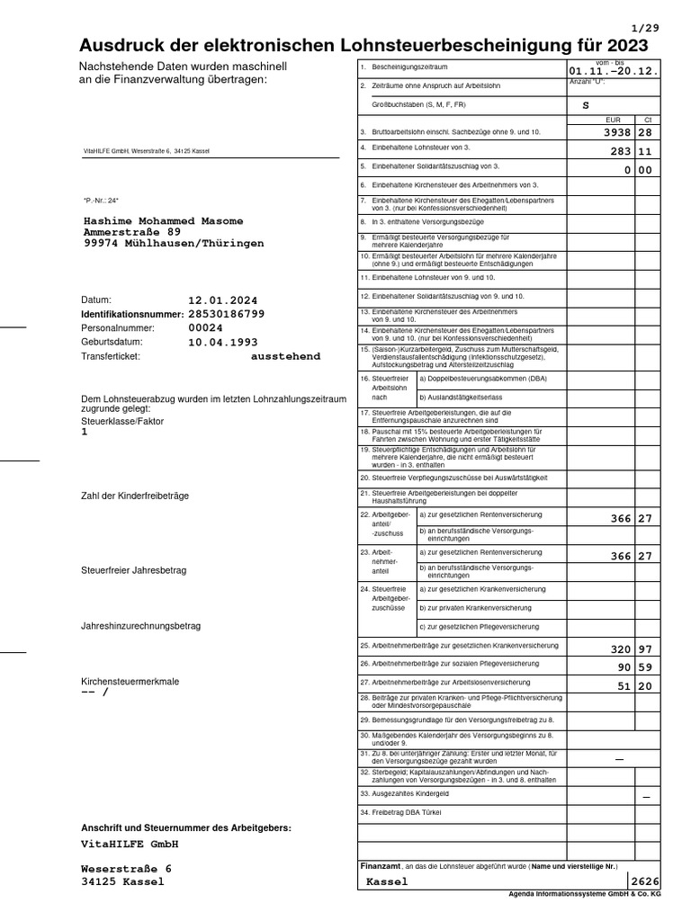Mohammed Masome Hashime LSt-Bescheinigungen 202312 | PDF
