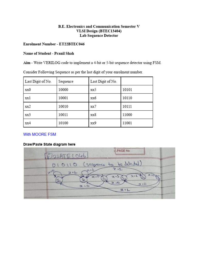 Sequence Detector Design with FSM | PDF | Electrical Engineering ...