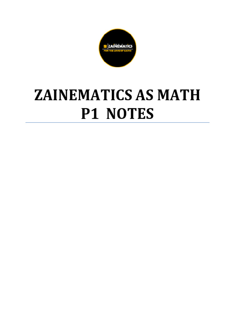 Zainematics P1 Notes Compiled PDF