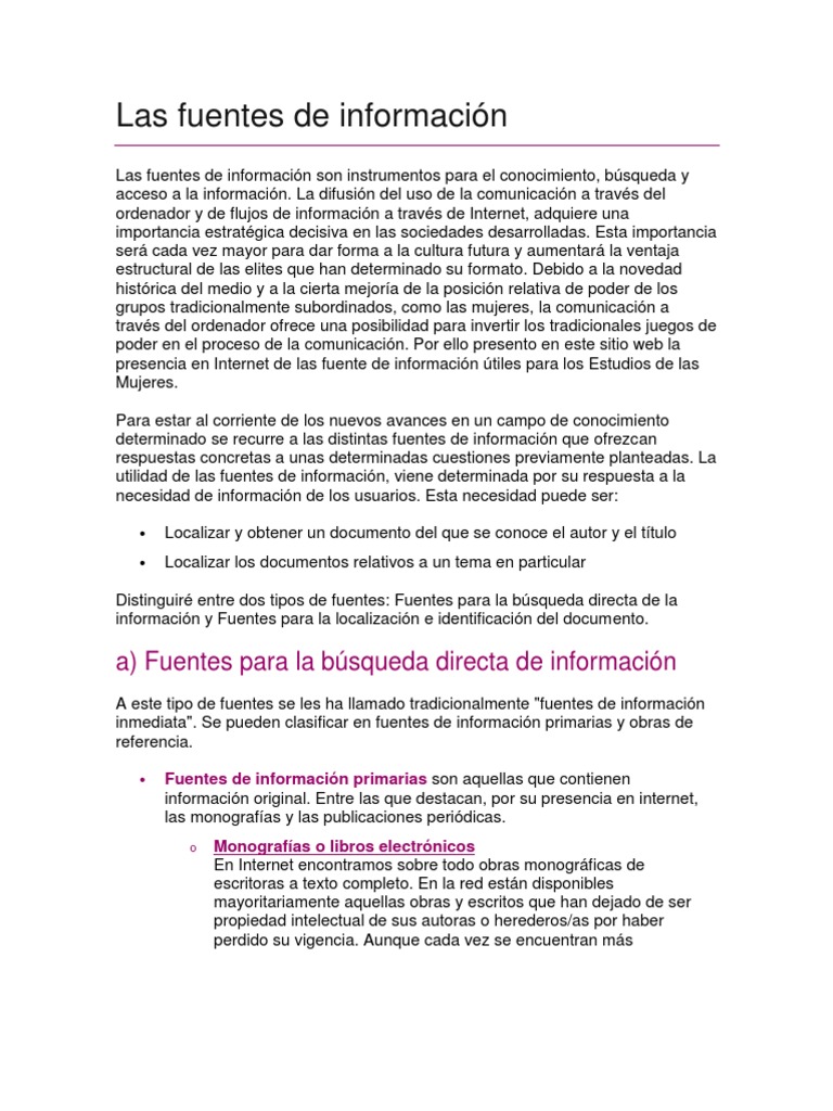 Las Fuentes de Información | PDF