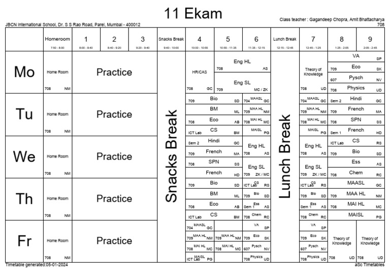 Class 708 Timetable Overview | PDF | Schools | Educational Institutions