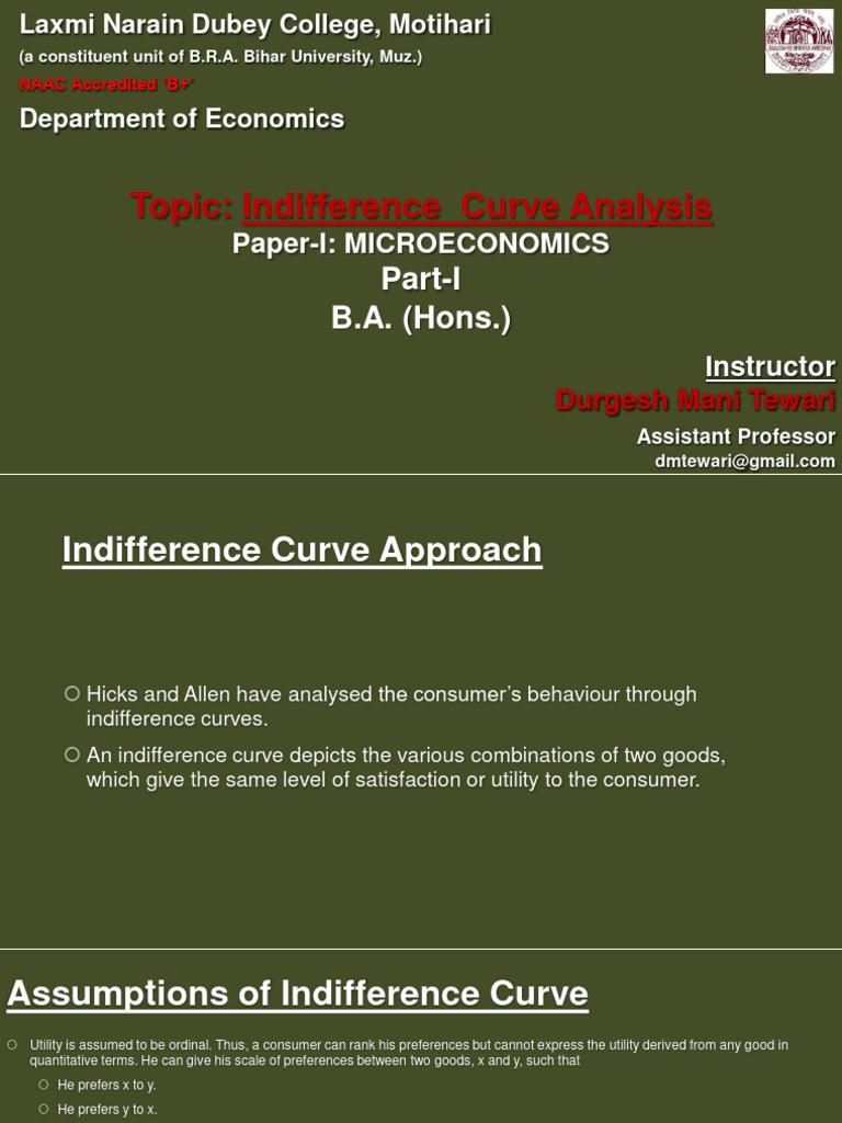 Indifference Curve Analysis in Microeconomics | PDF | Utility | Consumers