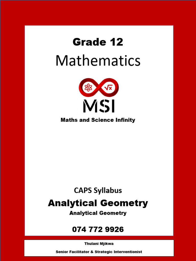 Grade 12 Analytical Geometry Notes | PDF | Circle | Triangle