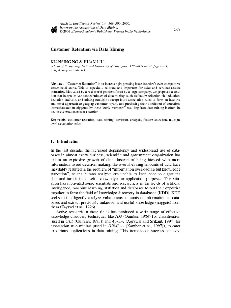 Data Mining for Customer Retention | PDF | Forecasting | Data Mining