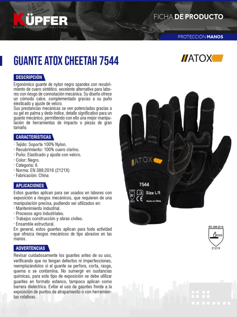 Guantes Atox 7544: Seguridad y Comodidad | PDF | Guante