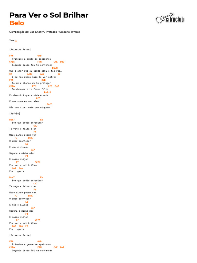 Letra e Cifras: Pra Ver o Sol Brilhar | PDF | Música gravada