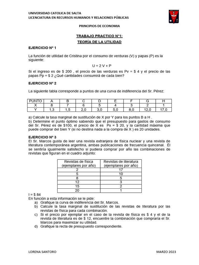TRABAJO PRACTICO N°1 - Economia Ucasal | PDF | Teorías económicas ...
