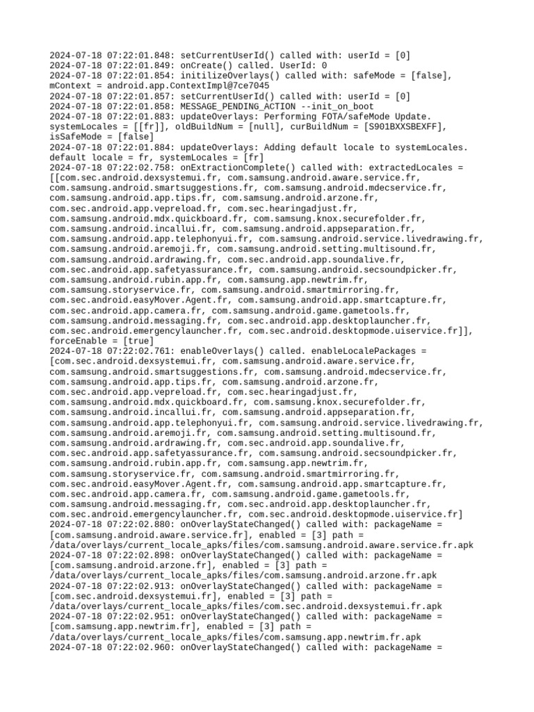 Samsung Overlay Initialization Log | PDF | Android (Robot) | Software