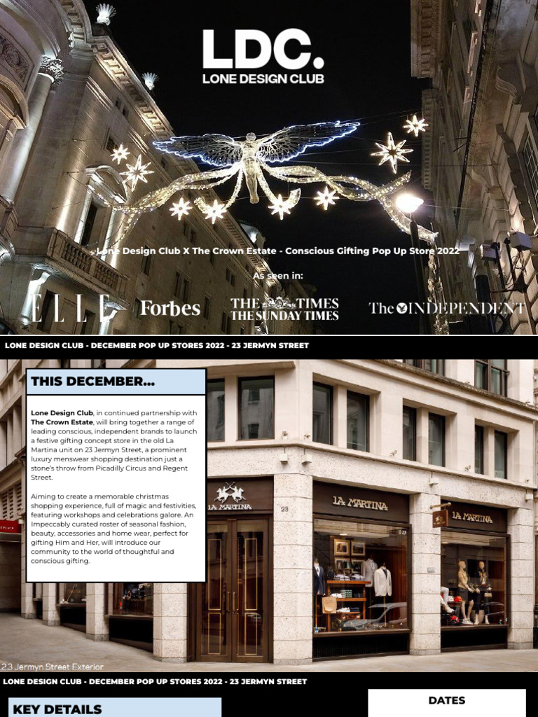 Lone Design Club Jermyn Street December 2022 Pop Up Store - Info Pack ...