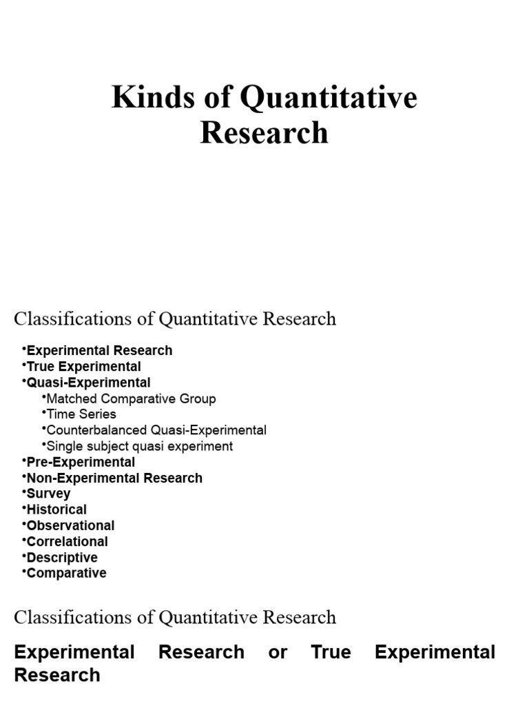 Types of Quantitative Research Methods | PDF | Experiment | Dependent ...