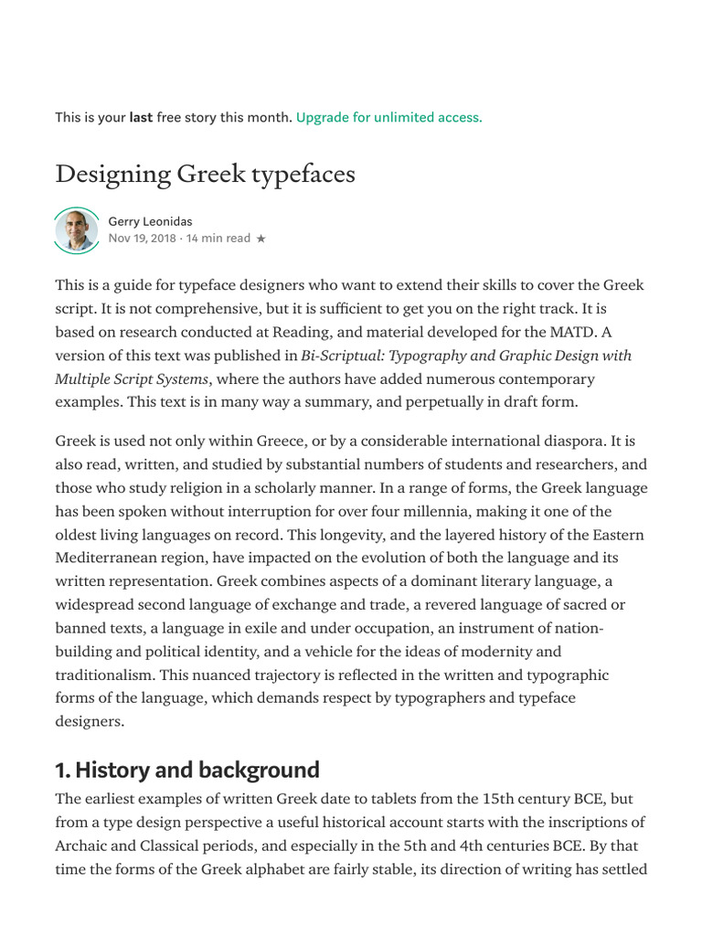 Designing Greek Typefaces - Gerry Leonidas - Medium | PDF | Typography ...