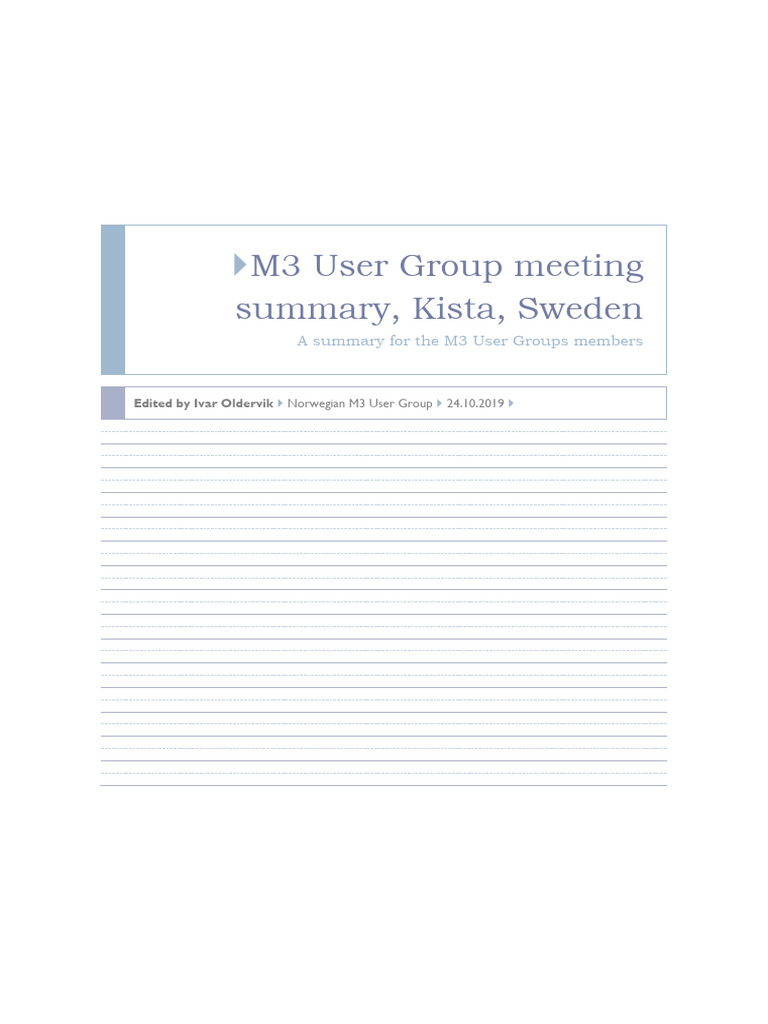 M3 User Group Meeting Summary | PDF | Databases | Electronic Data ...