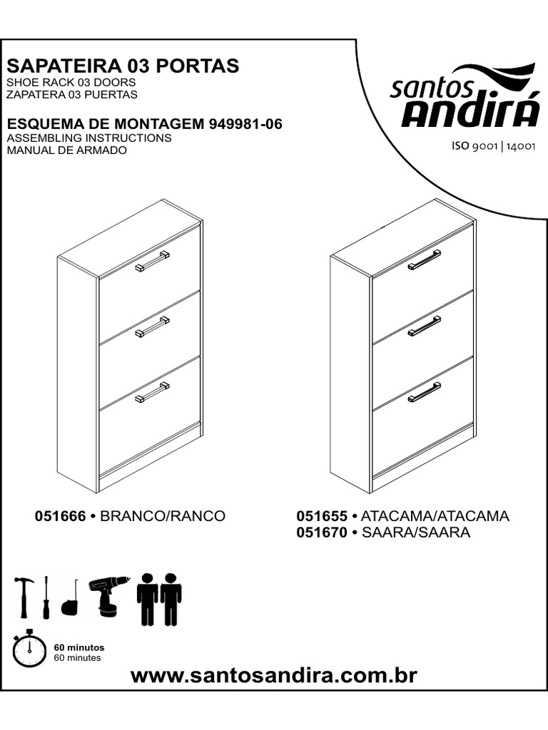 Manual de Montagem Sapateira 3 Portas | PDF | Economia e meio ambiente ...