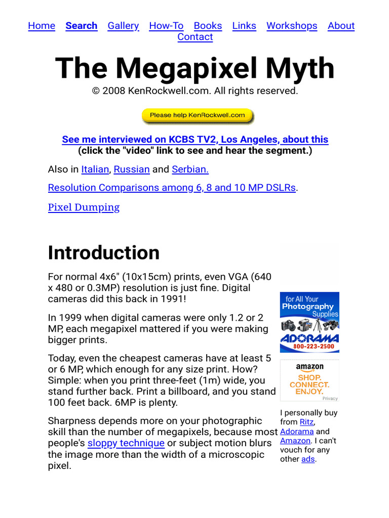 Debunking the Megapixel Myth | PDF | Pixel | Image Resolution