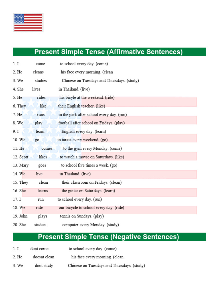 Present Simple Tense Overview | PDF | Workweek And Weekend
