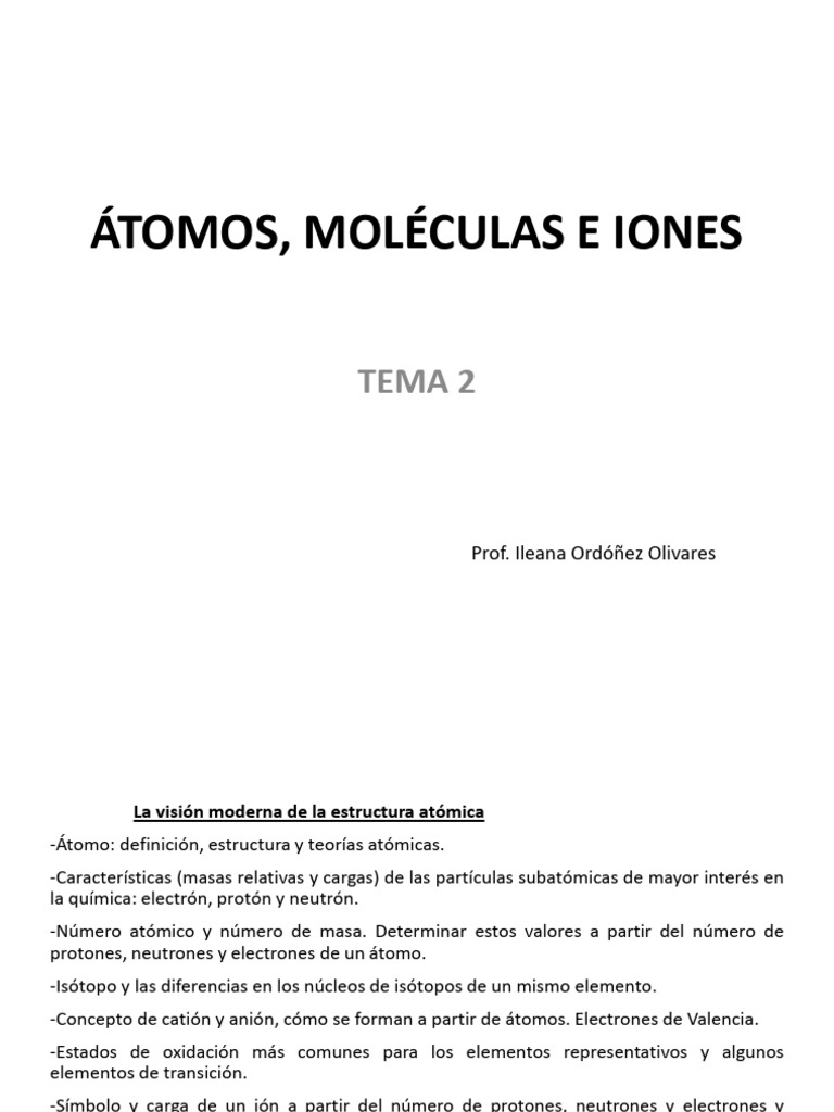 Tema 2 átomos Moléculas E Iónes Pdf Moléculas Compuestos Químicos