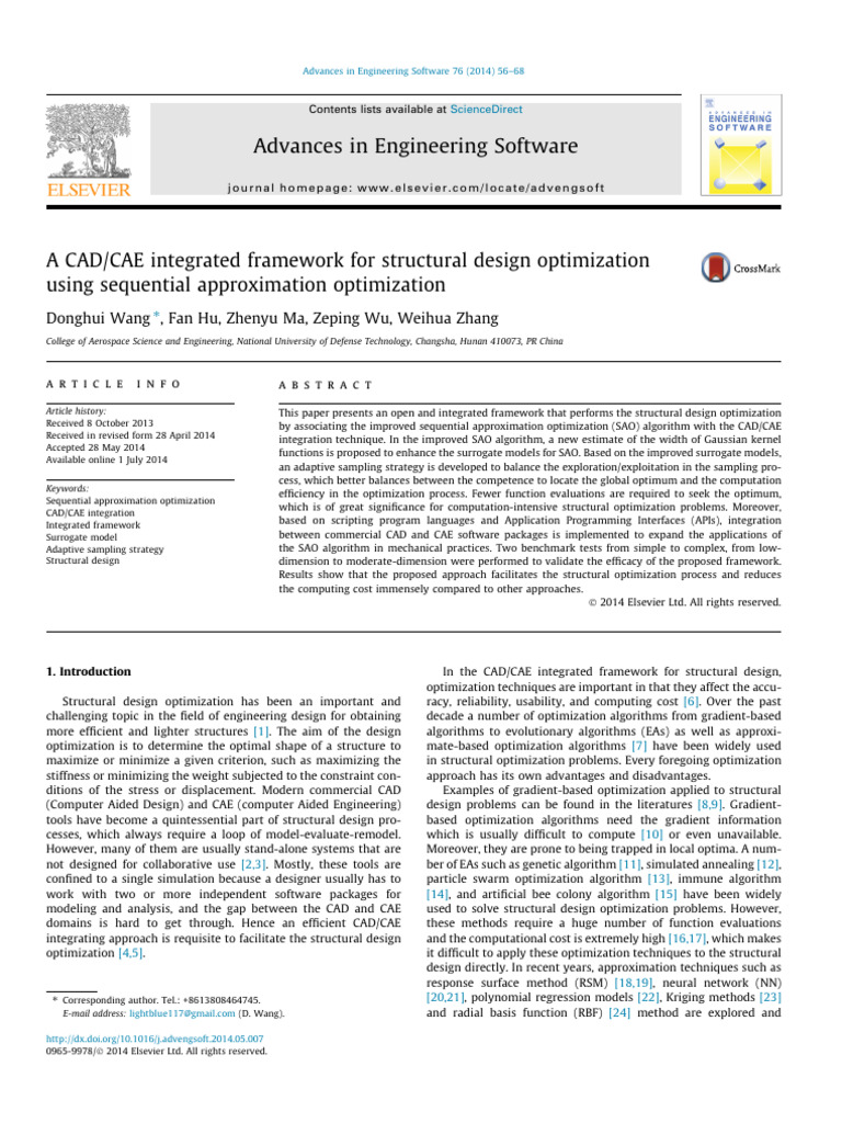 CAD/CAE Framework for Structural Optimization | PDF | Mathematical ...