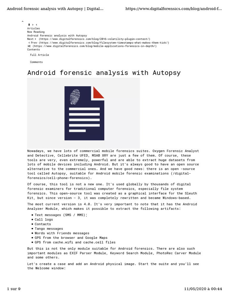 Android Forensic Analysis with Autopsy | PDF | Computer Forensics ...
